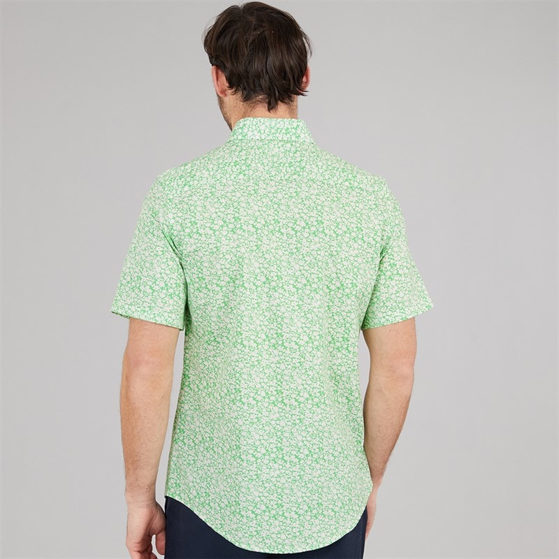 Crew Clothing Mens Short Sleeve Verity Poplin Shirt Light Grass Green - Image 2