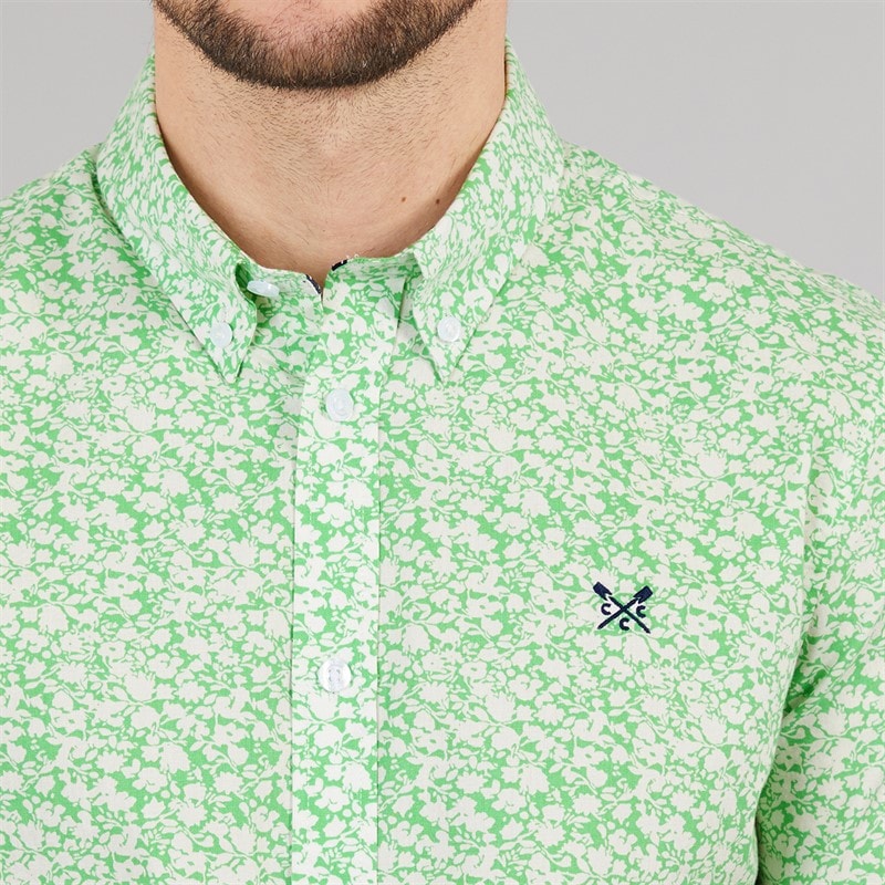 Crew Clothing Mens Short Sleeve Verity Poplin Shirt Light Grass Green - Image 3
