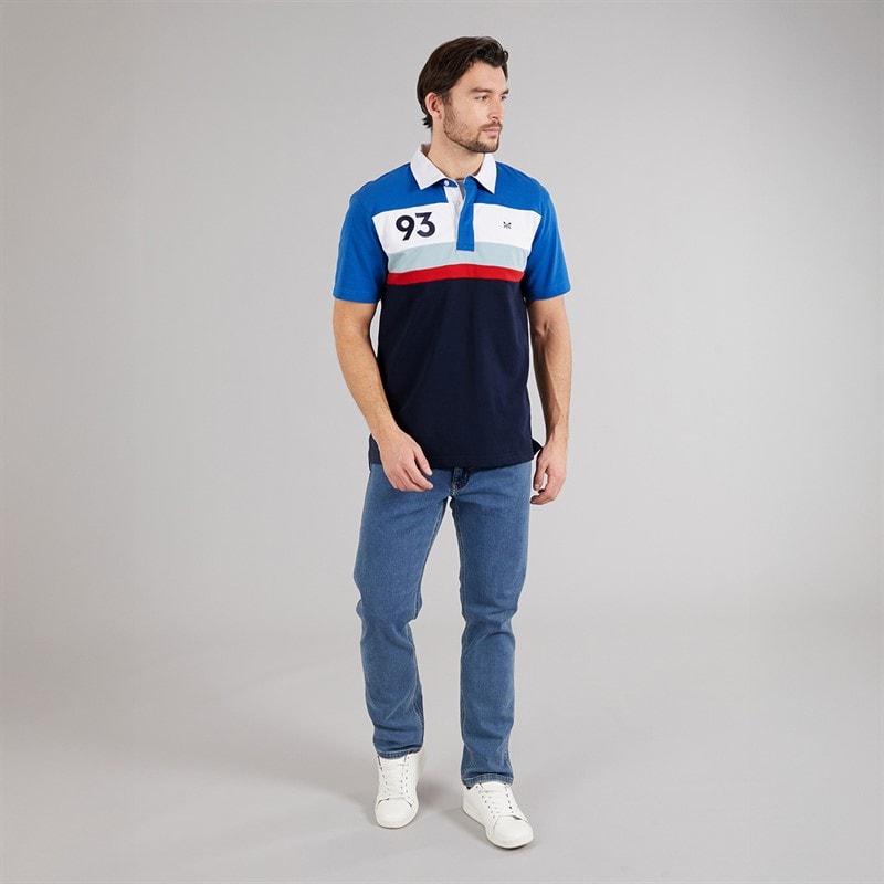 Crew Clothing Mens Short Sleeve Stripe Rugby Shirt Heritage Navy/Strong Blue/Crimson/Dream Blue - Image 4