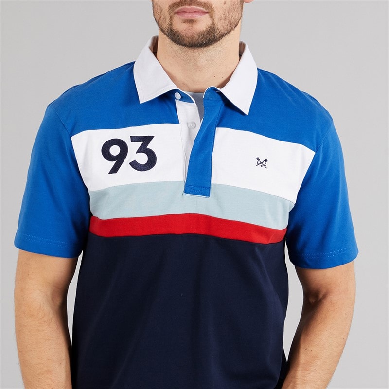 Crew Clothing Mens Short Sleeve Stripe Rugby Shirt Heritage Navy/Strong Blue/Crimson/Dream Blue - Image 5