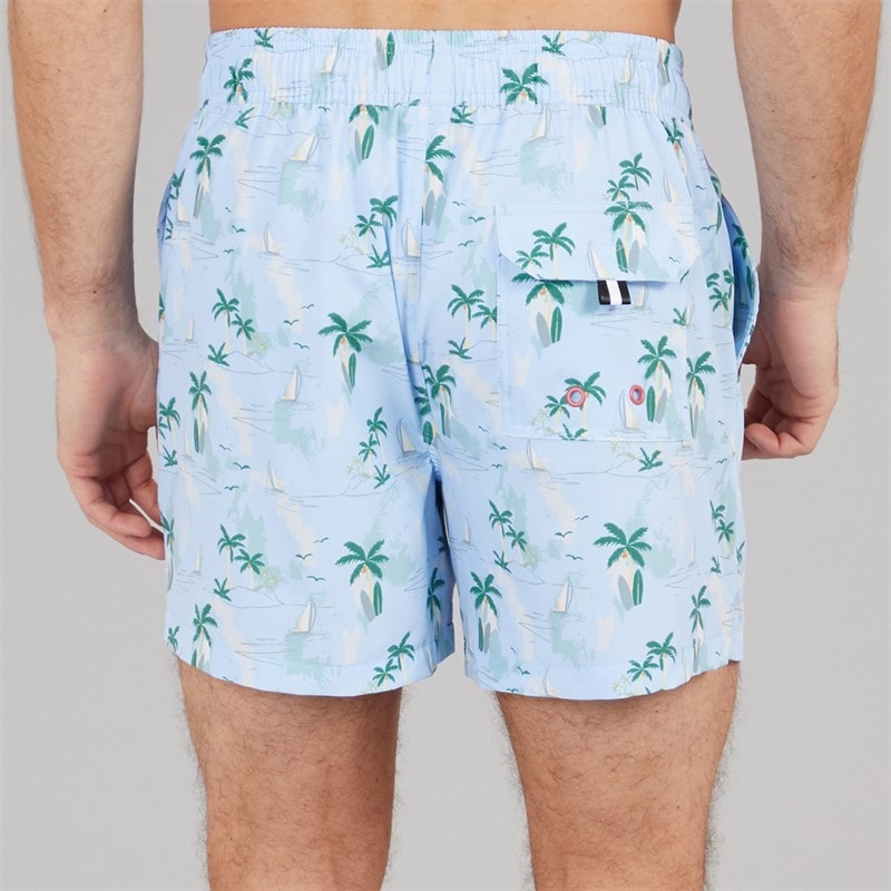 Crew Clothing Mens Island Print Swim Shorts Blues - Image 2