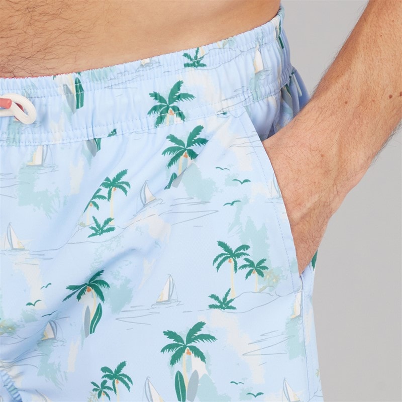 Crew Clothing Mens Island Print Swim Shorts Blues - Image 3