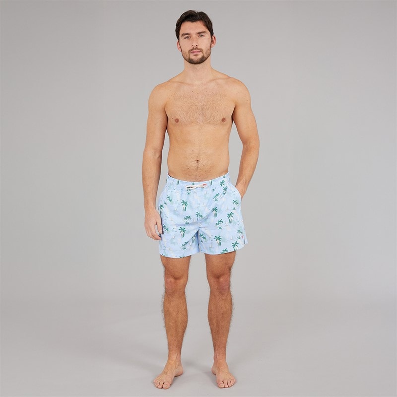 Crew Clothing Mens Island Print Swim Shorts Blues - Image 4