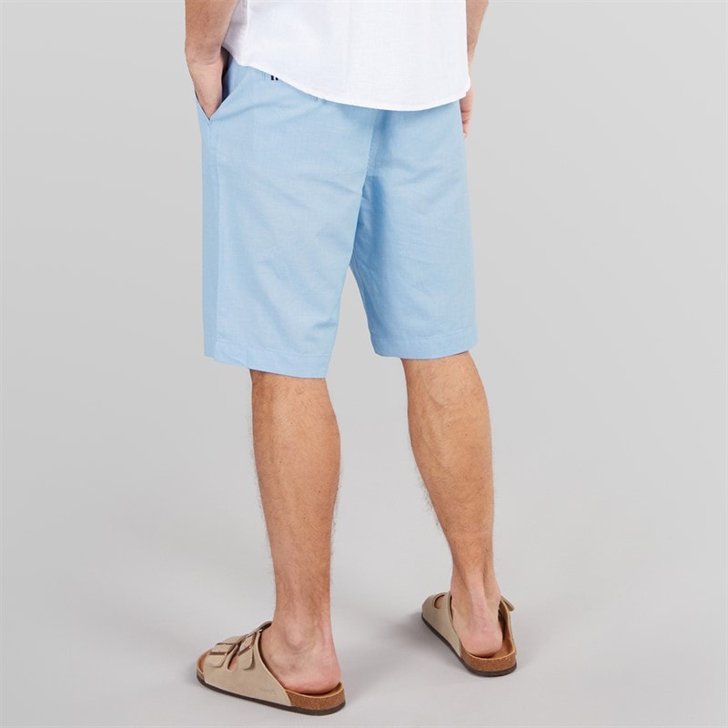 Crew Clothing Mens Linen Blend Shorts Malibu Blue/Heritage White - Image 2