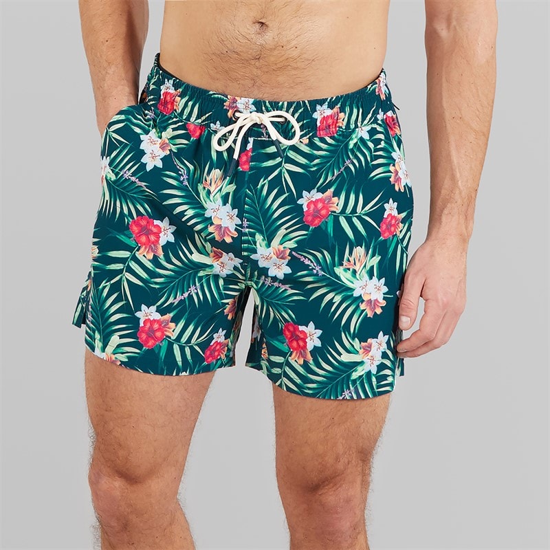 Crew Clothing Mens Tropical Print Swim Shorts Navy