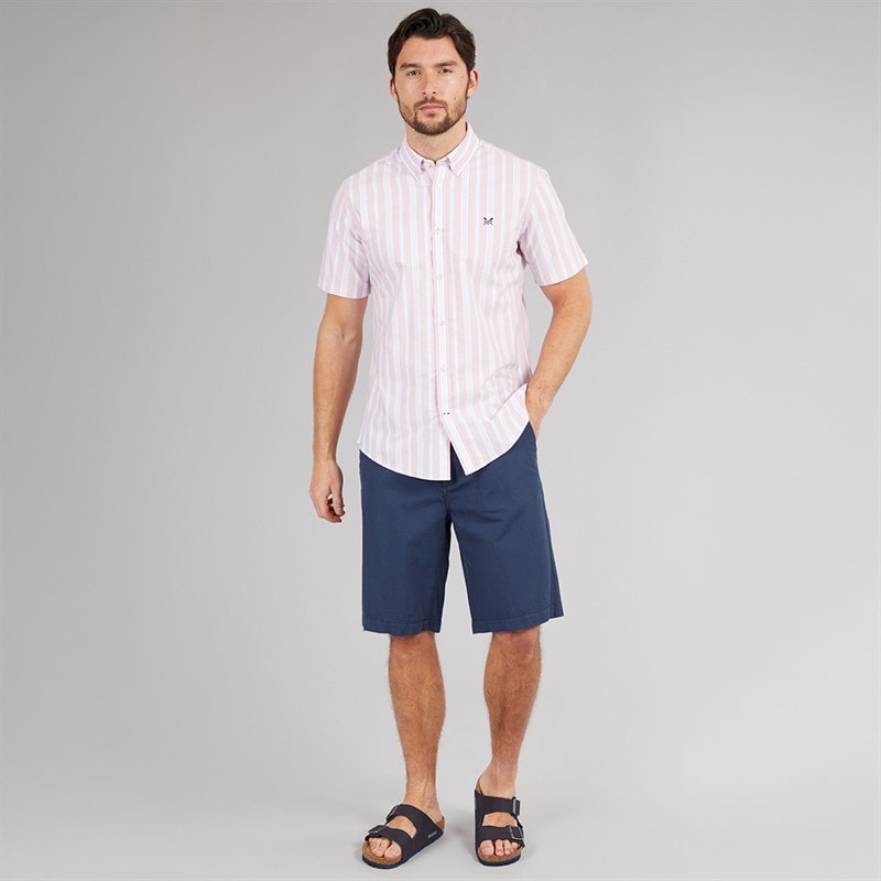 Crew Clothing Mens Linen Blend Shorts Heritage Navy/Heritage White - Image 3