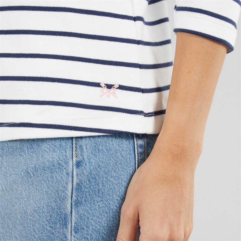 Crew Clothing Womens Ultimate Breton Striped T-Shirt White/Heritage Navy - Image 3