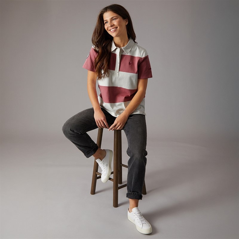 Crew Clothing Womens Short Sleeve Rugby Shirt Foxglove/Rainy Day - Image 4