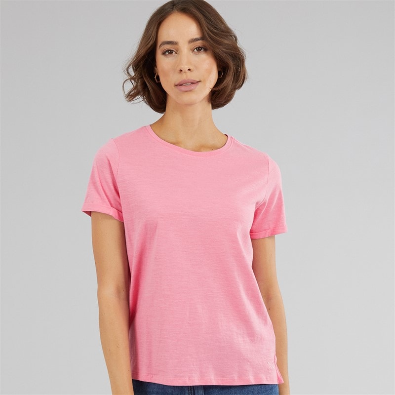 Crew Clothing Womens Short Sleeve Slub T-Shirt Fuchsia Pink