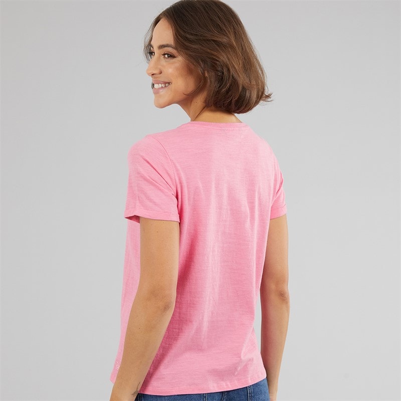 Crew Clothing Womens Short Sleeve Slub T-Shirt Fuchsia Pink - Image 2