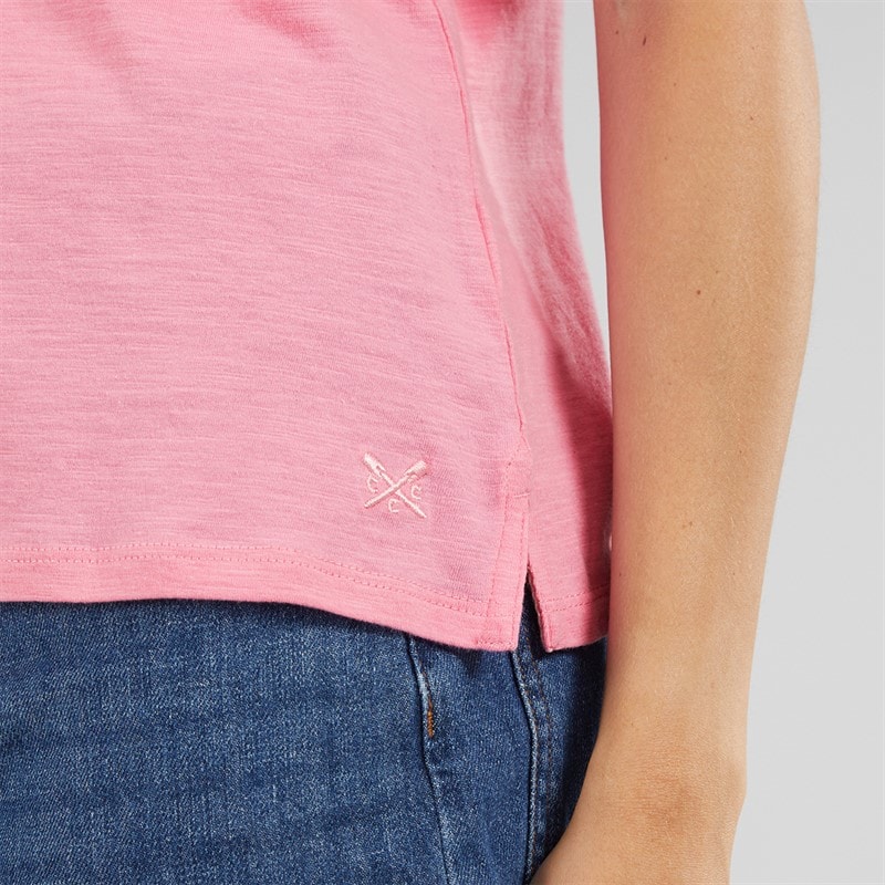 Crew Clothing Womens Short Sleeve Slub T-Shirt Fuchsia Pink - Image 3