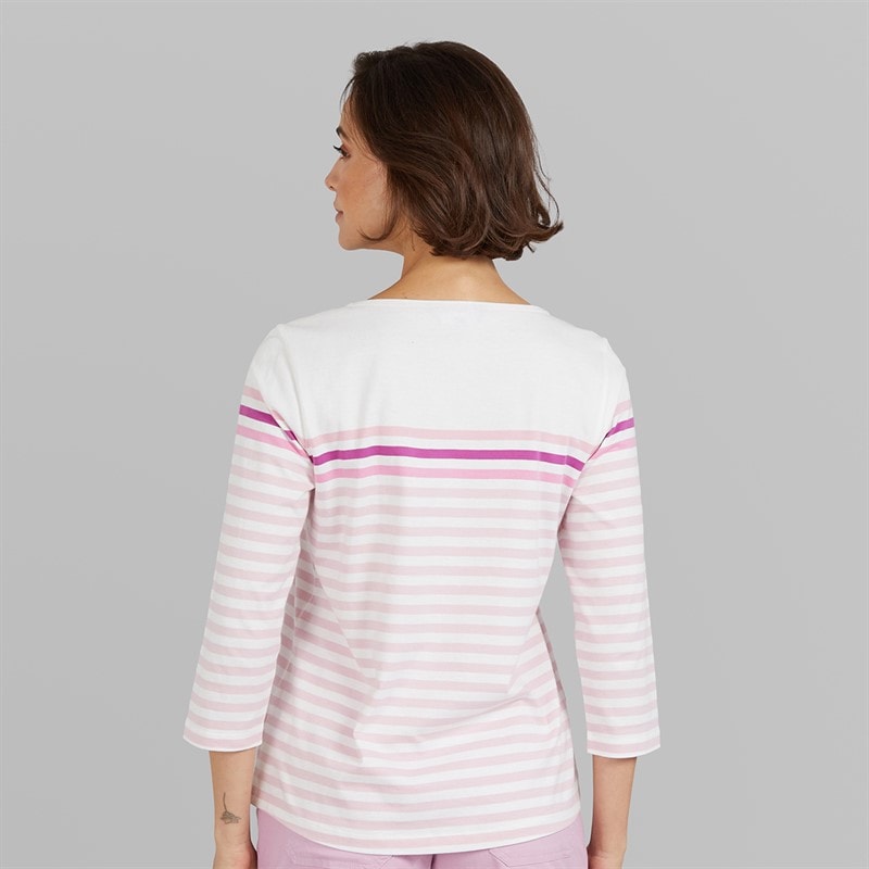 Crew Clothing Womens Essential Breton Striped T-Shirt White/Fragrant Lilac White / Fragrant Lilac - Image 2