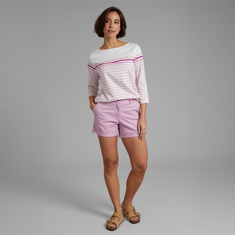 Crew Clothing Womens Essential Breton Striped T-Shirt White/Fragrant Lilac White / Fragrant Lilac - Image 4