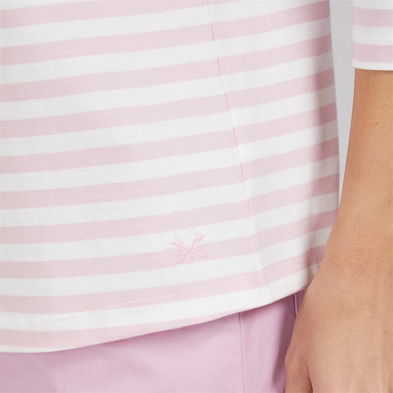 Crew Clothing Womens Essential Breton Striped T-Shirt White/Fragrant Lilac White / Fragrant Lilac - Image 5