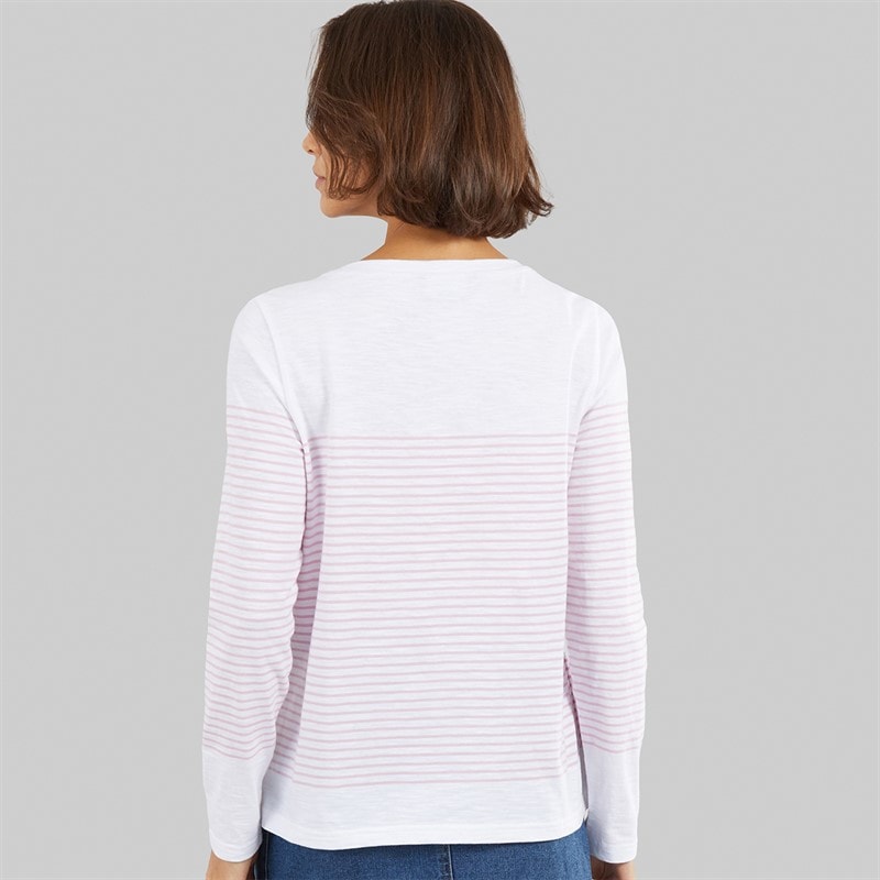 Crew Clothing Womens Cassie Stripe Button T-Shirt White/Fragrant Lilac White / Fragrant Lilac - Image 2