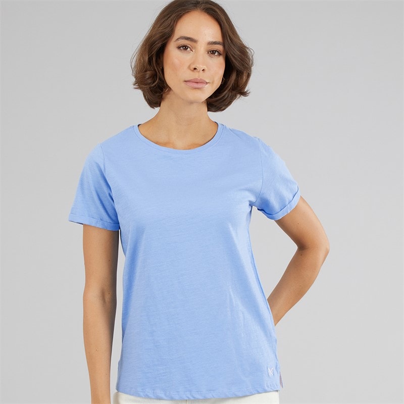 Crew Clothing Womens Short Sleeve Slub T-Shirt Della Robbia Blue
