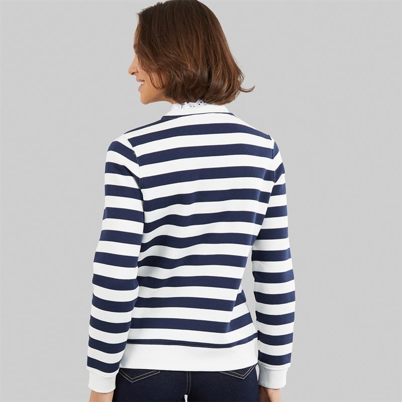 Crew Clothing Womens Pie Crust Neck Striped Sweatshirt White Linen/Navy White Linen / Navy - Image 2