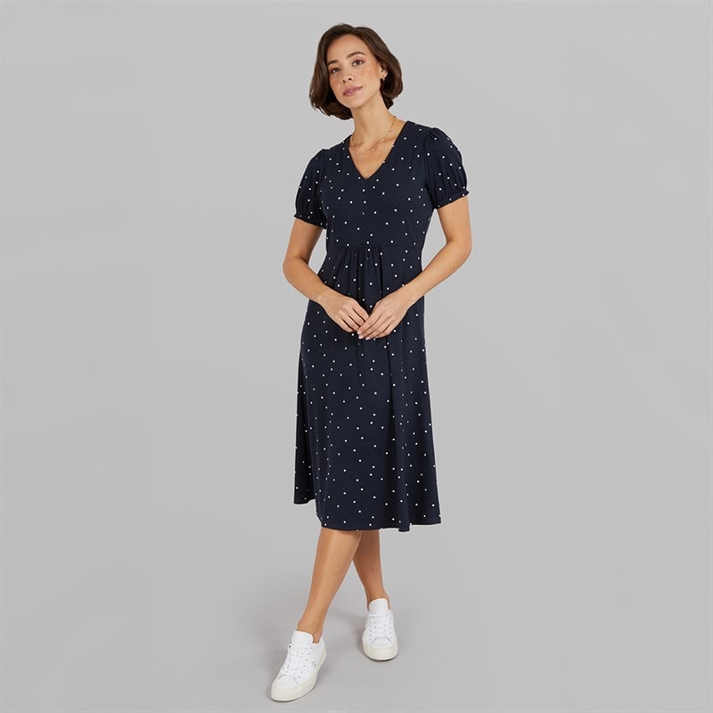 Crew Clothing Womens Melanie Short Sleeve Midi Dress Liza Spot Print Navy - Image 4