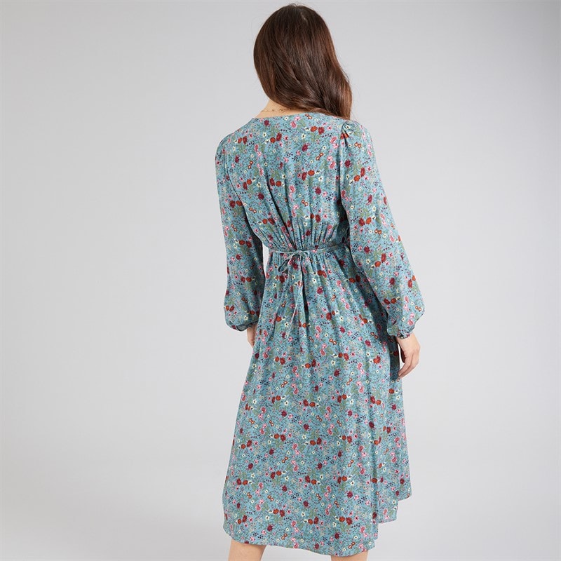 Crew Clothing Womens Long Sleeve Tie Back Tea Dress Lois Print Smoke Blue - Image 2