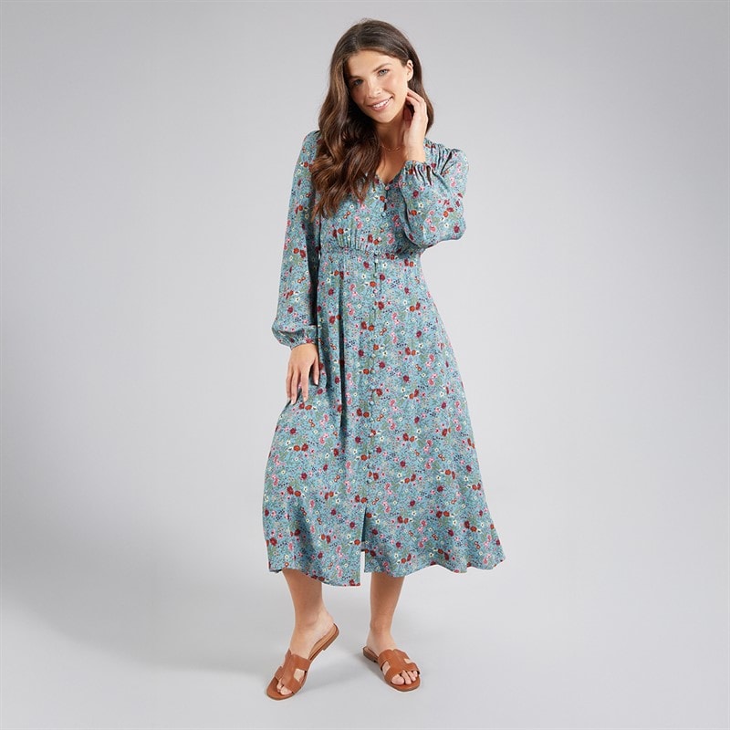 Crew Clothing Womens Long Sleeve Tie Back Tea Dress Lois Print Smoke Blue - Image 4