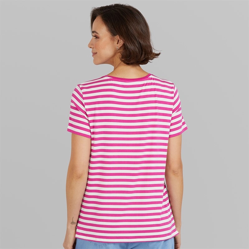 Crew Clothing Womens Modal Blend Striped T-Shirt Rose Violet/White Linen Rose Violet / White Linen - Image 2