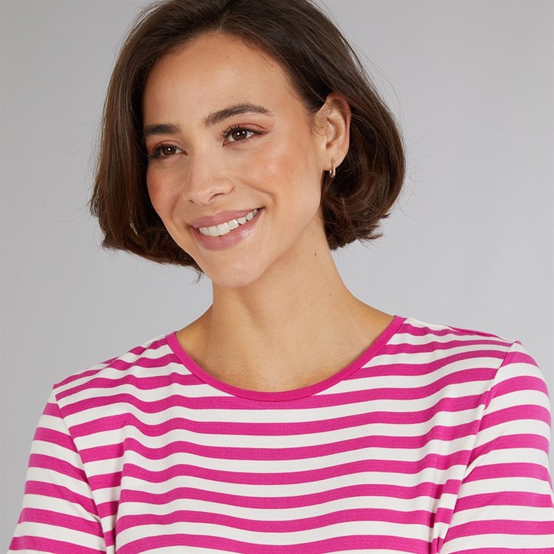 Crew Clothing Womens Modal Blend Striped T-Shirt Rose Violet/White Linen Rose Violet / White Linen - Image 3