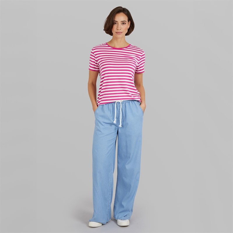 Crew Clothing Womens Modal Blend Striped T-Shirt Rose Violet/White Linen Rose Violet / White Linen - Image 4