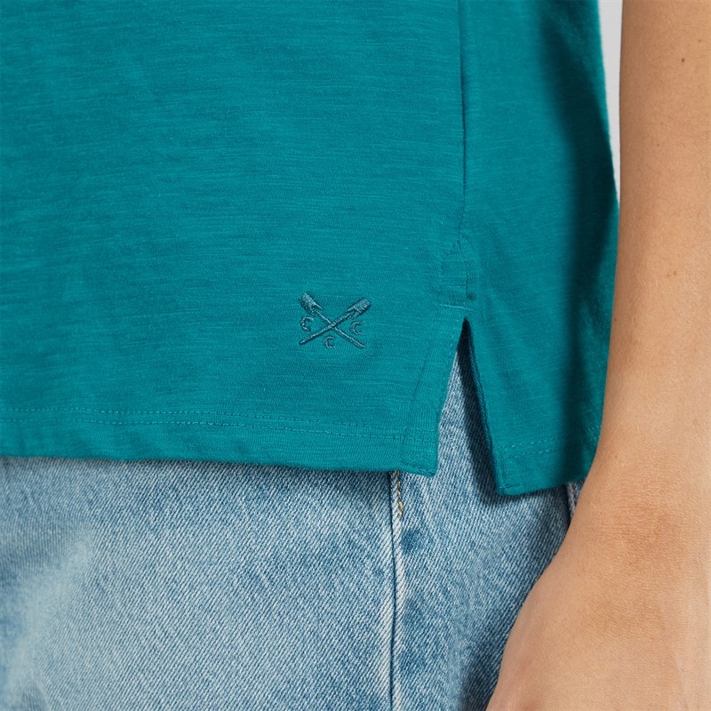 Crew Clothing Womens Short Sleeve Slub T-Shirt Ocean Depths - Image 3