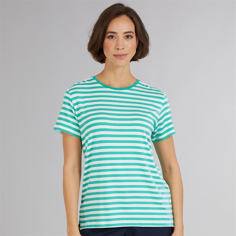 Crew Clothing Womens Modal Blend Striped T-Shirt Waterfall/White Linen Waterfall / White Linen