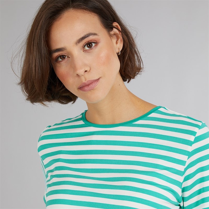 Crew Clothing Womens Modal Blend Striped T-Shirt Waterfall/White Linen Waterfall / White Linen - Image 3