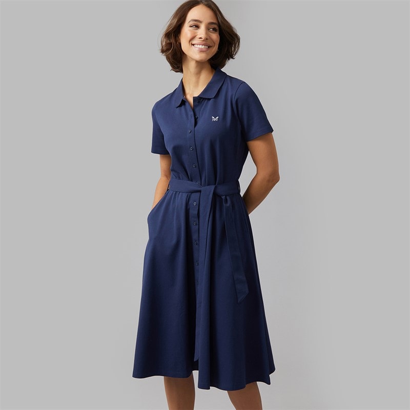 Crew Clothing Womens Fit And Flare Polo Dress Heritage Navy