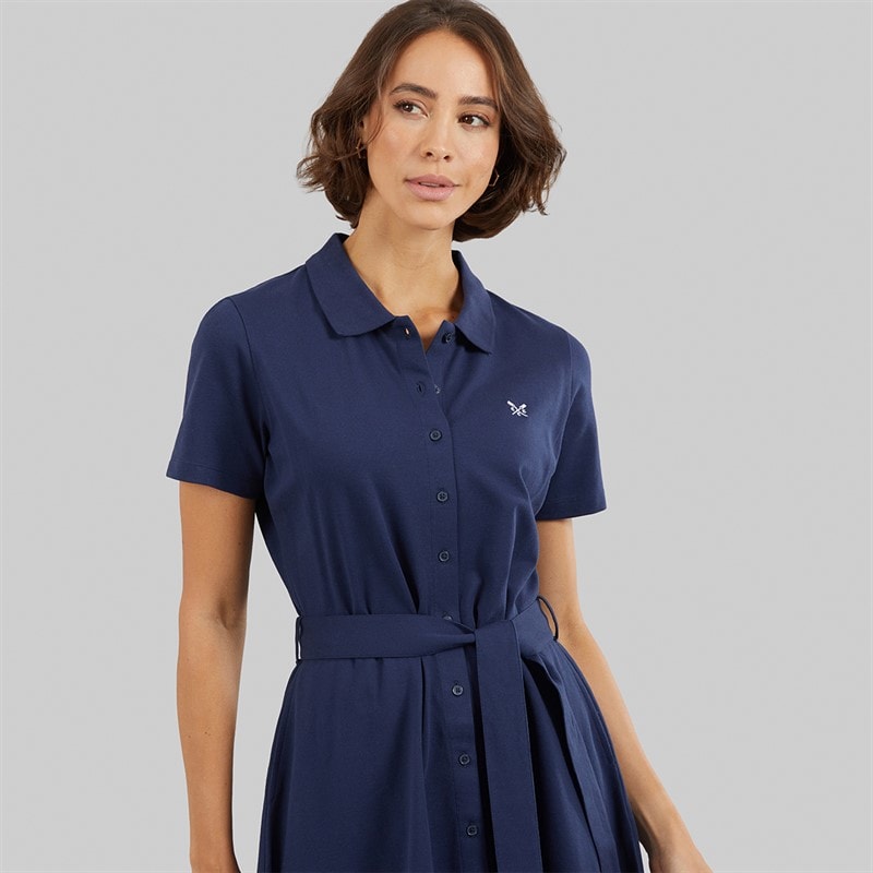 Crew Clothing Womens Fit And Flare Polo Dress Heritage Navy - Image 3