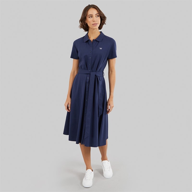 Crew Clothing Womens Fit And Flare Polo Dress Heritage Navy - Image 4