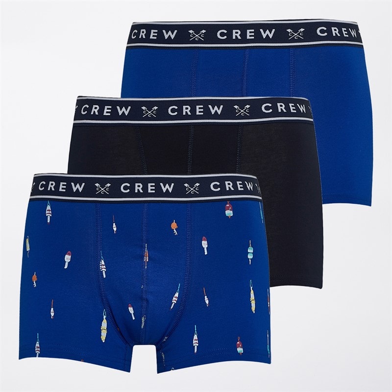 Crew Clothing Mens Buoys Three Pack Boxers Blue/Yellow - Image 1