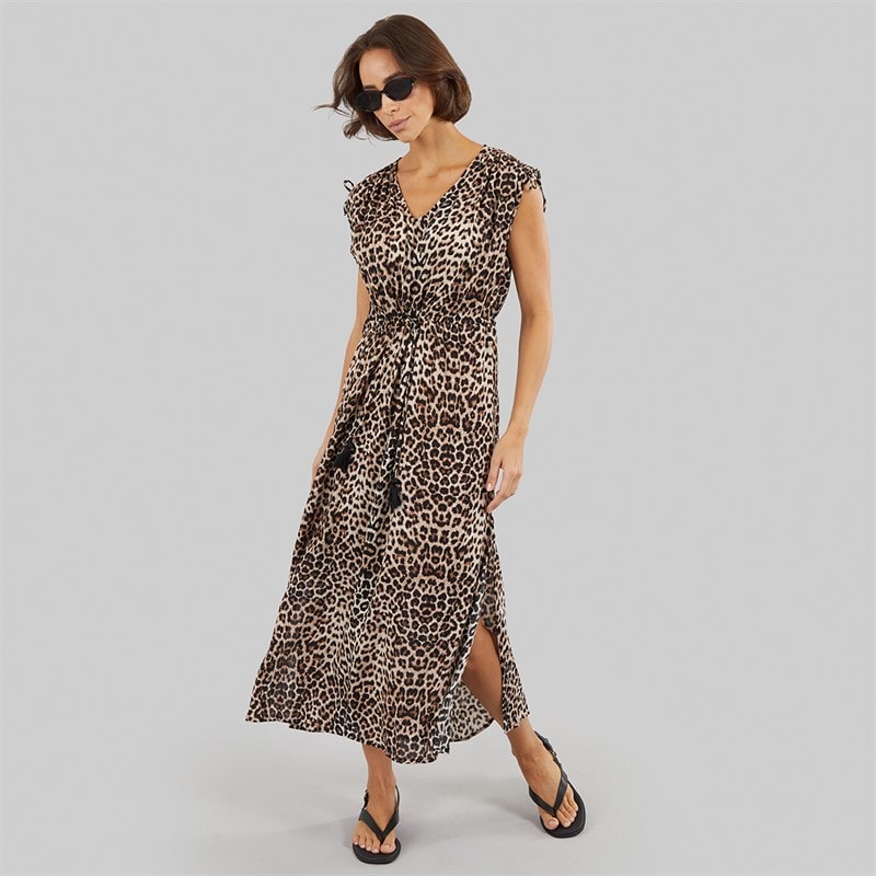 Crew Clothing Womens Sleeveless Beach Dress Leopard