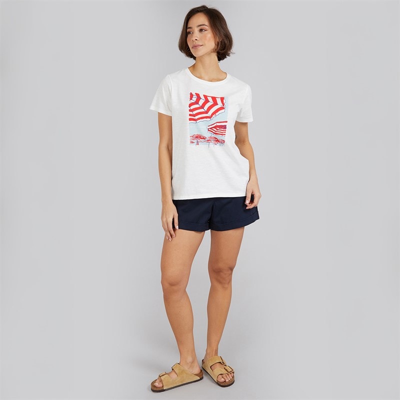 Crew Clothing Womens North Sands Graphic T-Shirt White Linen - Image 4
