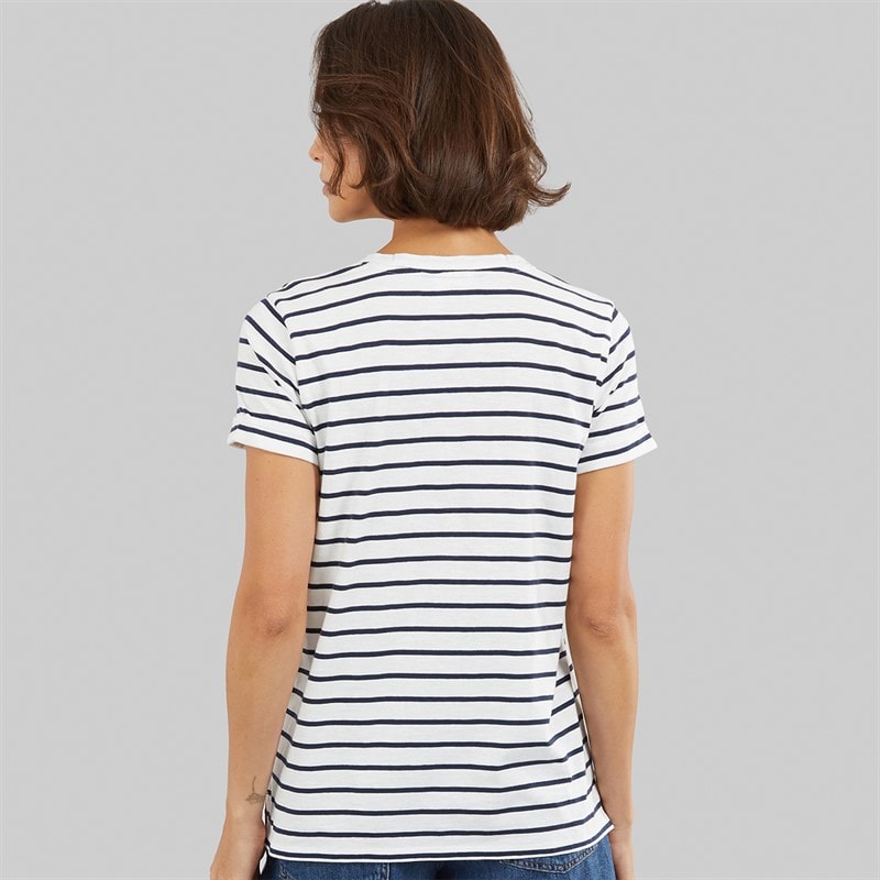 Crew Clothing Womens Notch Neck T-Shirt White Linen/Heritage Navy Stripe White Linen / Heritage Navy Stripe - Image 2