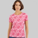 Crew Clothing Womens Printed Viscose T-Shirt Bonnie Stripe Pink