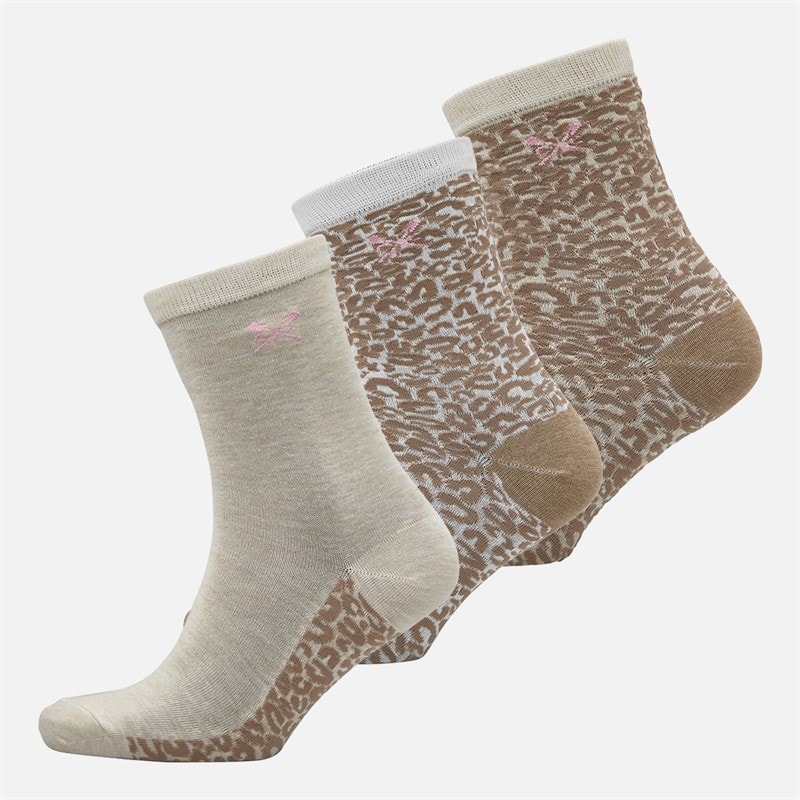 Crew Clothing Womens Three Pack Socks Animal Neutrals