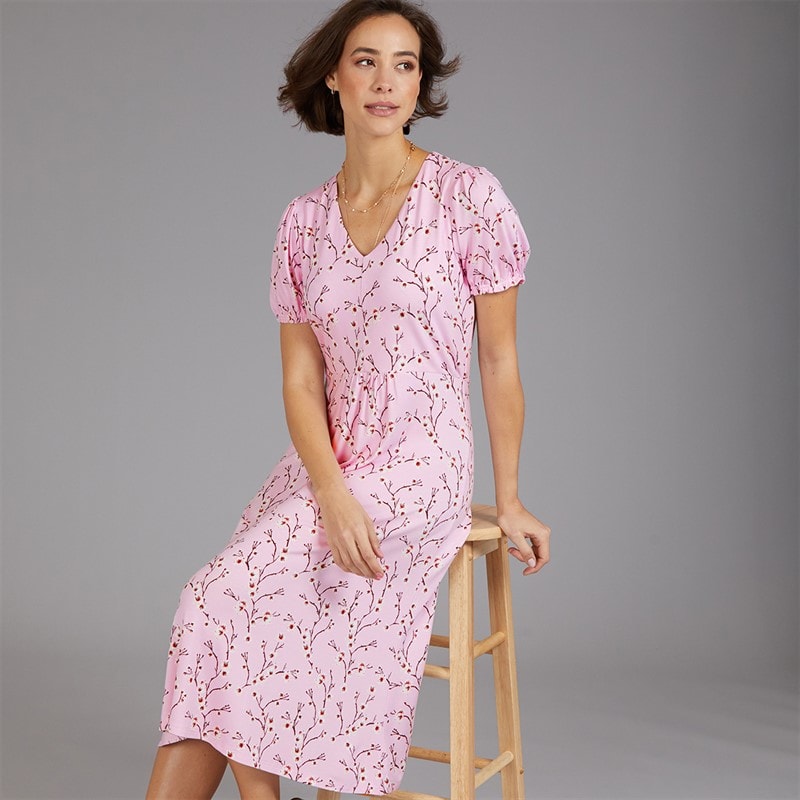 Crew Clothing Womens Melanie Midi Dress Deep Orchid