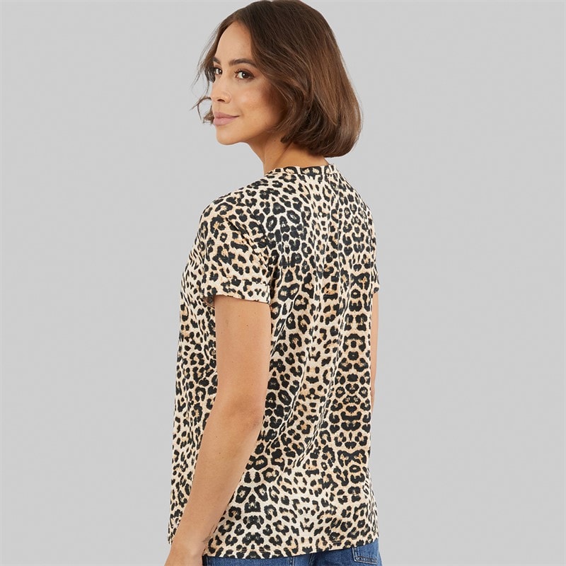 Crew Clothing Womens Notch Neck T-Shirt Leopard - Image 2