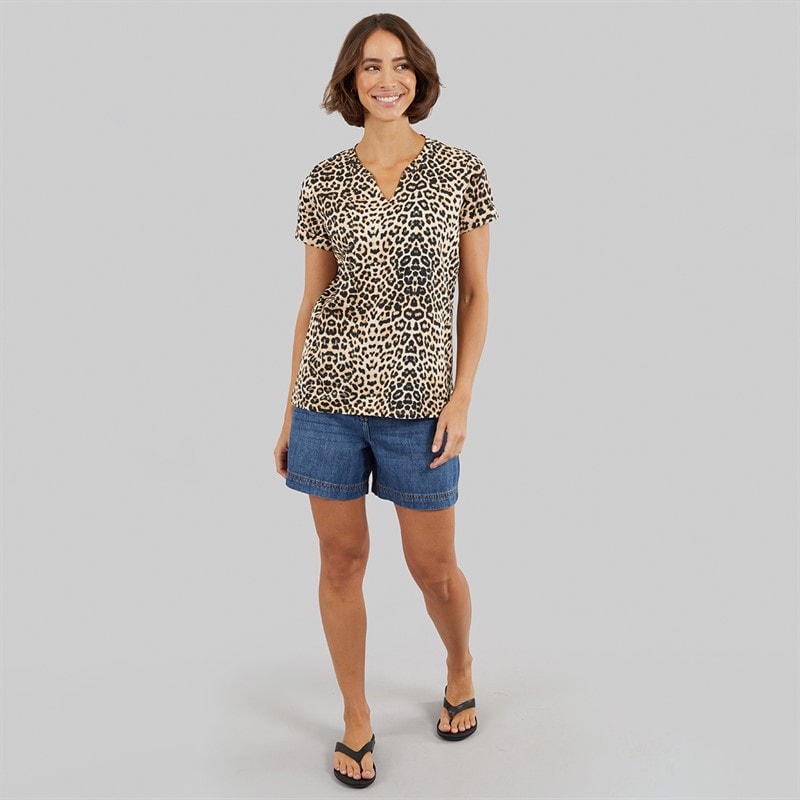 Crew Clothing Womens Notch Neck T-Shirt Leopard - Image 4