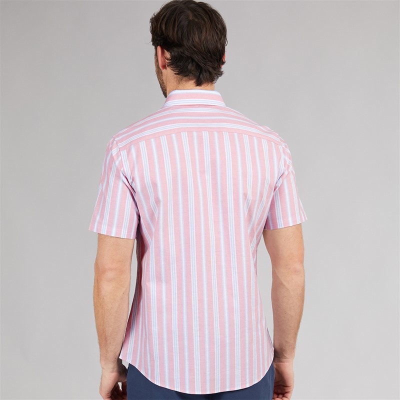 Crew Clothing Mens Short Sleeve Oxford Stripe Shirt Fox Glove/Blue Bell/Wasabi Fox Glove / Blue Bell / Wasabi - Image 2