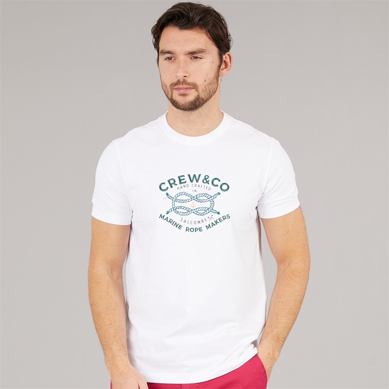 Crew Clothing Mens Rope Graphic T-Shirt Heritage White