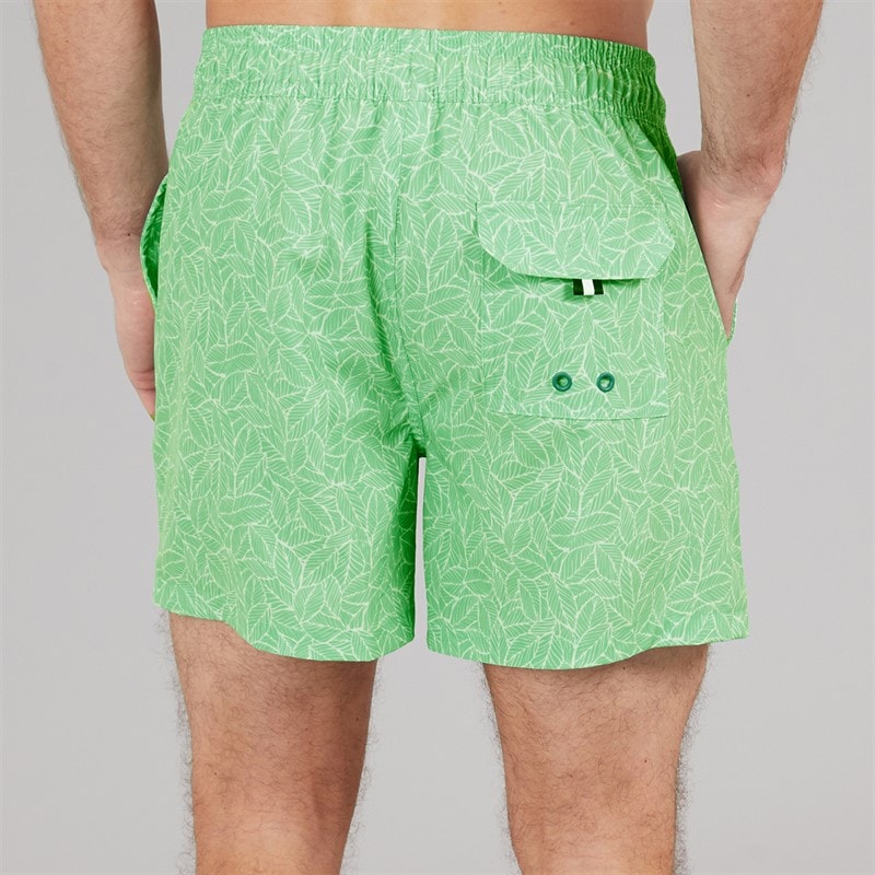 Crew Clothing Mens Leaf Print Swim Shorts Light Grass Green - Image 2