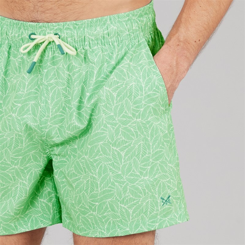 Crew Clothing Mens Leaf Print Swim Shorts Light Grass Green - Image 3