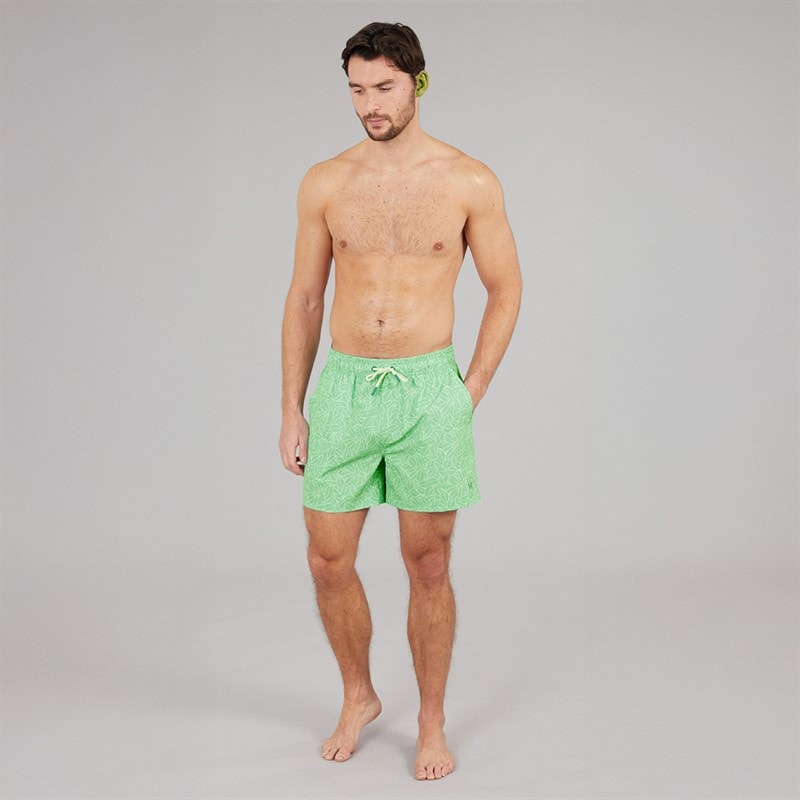 Crew Clothing Mens Leaf Print Swim Shorts Light Grass Green - Image 4