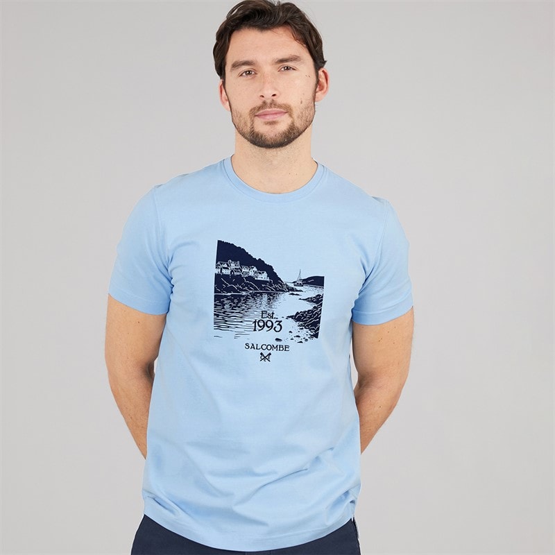 Crew Clothing Mens Coastal Graphic T-Shirt Blue Bell