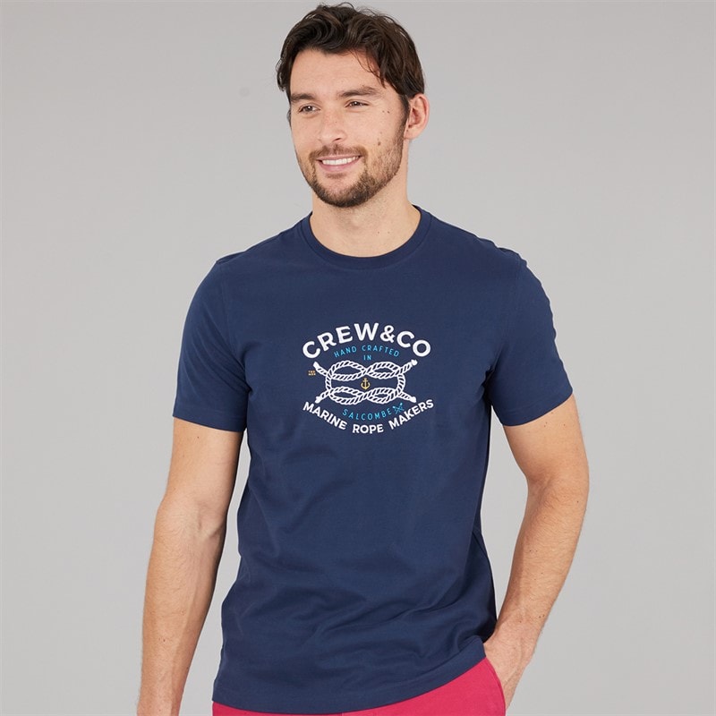 Crew Clothing Mens Rope Graphic T-Shirt Heritage Navy