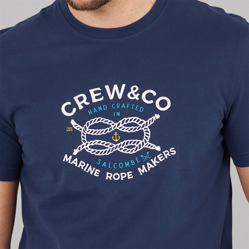 Crew Clothing Mens Rope Graphic T-Shirt Heritage Navy - Image 3